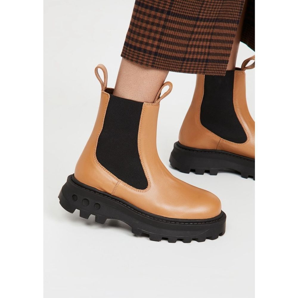 SIMON MILLER Scrambler Leather Platform Chelsea Boots In Toffee